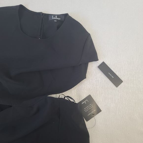 Lulus Conversation Piece gown women's black maxi dress Sz Large Formal Black Tie - Picture 10 of 12